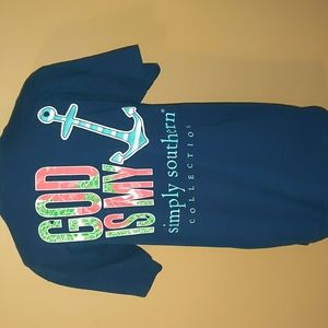 Ladies Simply Southern Navy Blue short sleeve Tshirt with Anchor logo Sz Med